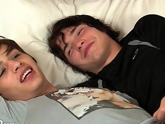 Several perfect twinks kiss far downwards give bed